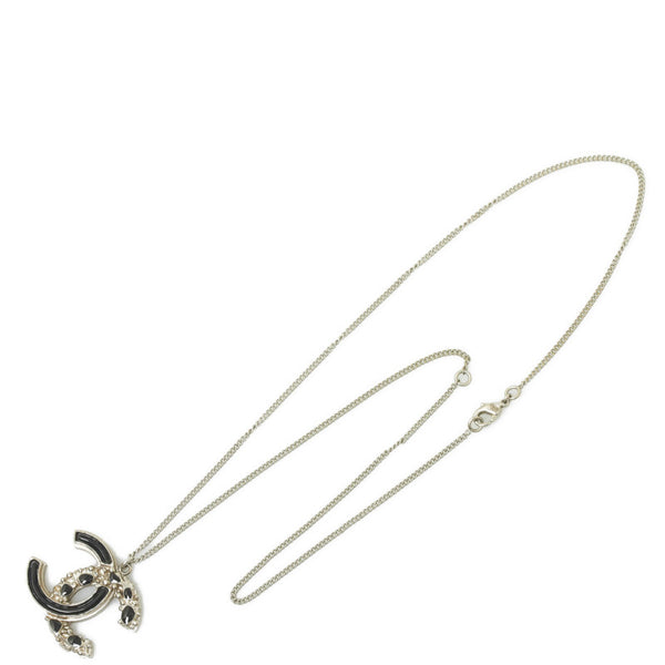 シャネル ココマーク ストーン ネックレス ブラック シルバー メタル レディース CHANEL 【中古】