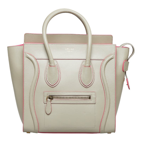 セリーヌ ラゲージ マイクロショッパー ハンドバッグ グレー レザー レディース CELINE 【中古】