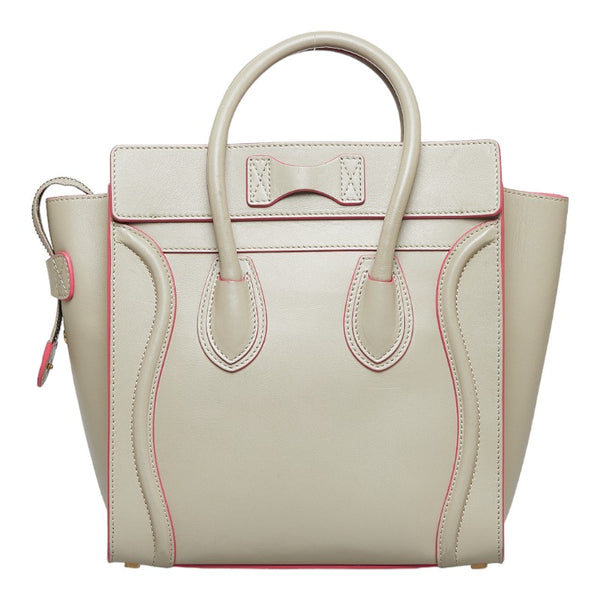 セリーヌ ラゲージ マイクロショッパー ハンドバッグ グレー レザー レディース CELINE 【中古】