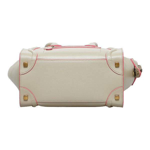 セリーヌ ラゲージ マイクロショッパー ハンドバッグ グレー レザー レディース CELINE 【中古】