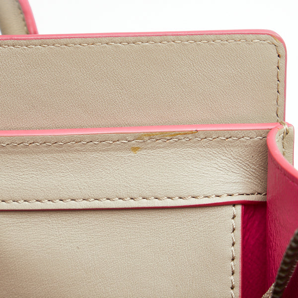 セリーヌ ラゲージ マイクロショッパー ハンドバッグ グレー レザー レディース CELINE 【中古】