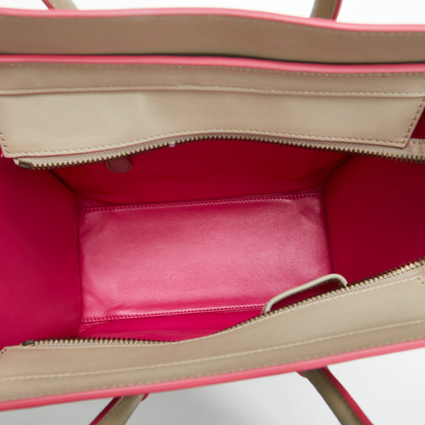 セリーヌ ラゲージ マイクロショッパー ハンドバッグ グレー レザー レディース CELINE 【中古】