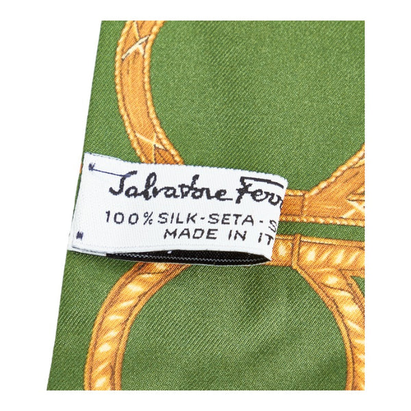 サルヴァトーレフェラガモ ガンチーニ リバーシブル スカーフ ツイリースカーフ リボンタイ ネイビー マルチカラー シルク レディース Salvatore Ferragamo 【中古】