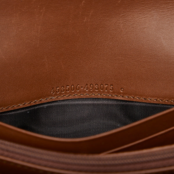 グッチ GGスプリーム チェーンウォレット 長財布 453506 ベージュ ブラック PVC レザー レディース GUCCI 【中古】