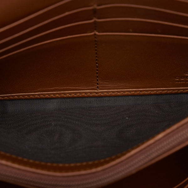 グッチ GGスプリーム チェーンウォレット 長財布 453506 ベージュ ブラック PVC レザー レディース GUCCI 【中古】