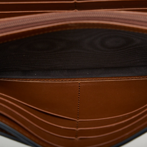 グッチ GGスプリーム チェーンウォレット 長財布 453506 ベージュ ブラック PVC レザー レディース GUCCI 【中古】