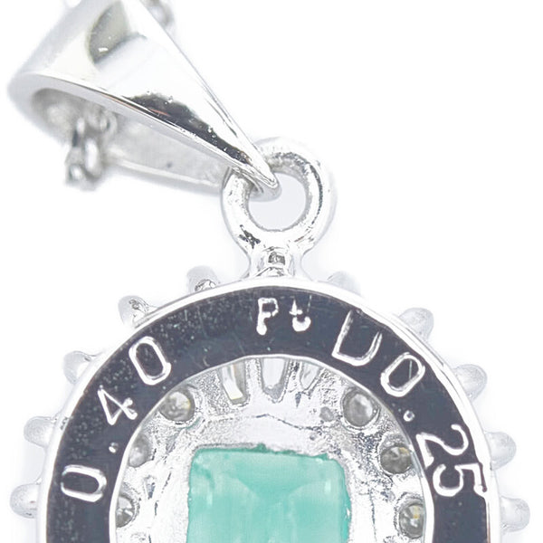 Pt850 プラチナ エメラルド0.40ct ダイヤ0.25ct ネックレス レディース 【中古】