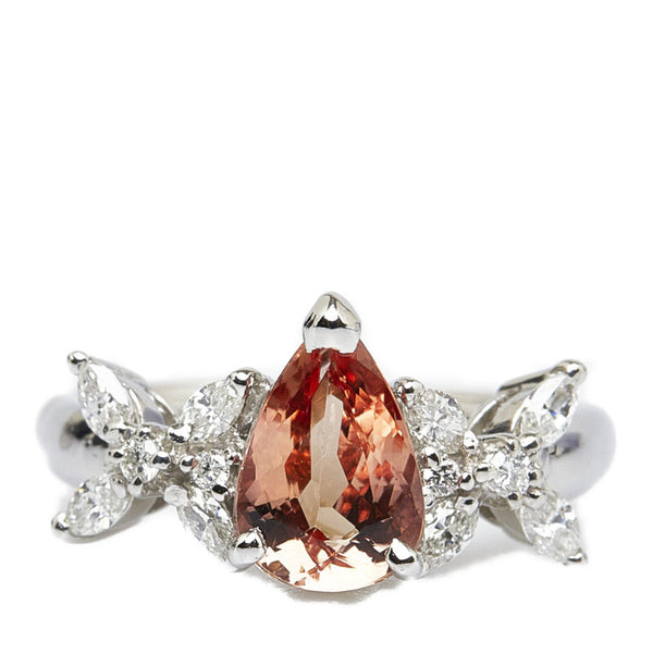 Pt900 プラチナ インペリアルトパーズ1.41ct ダイヤ0.44ct リング 指輪 レディース 12号 【中古】
