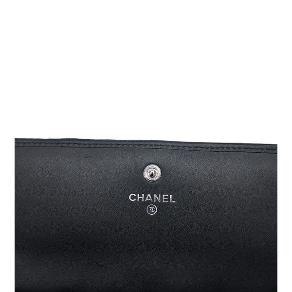 シャネル カンボンライン ココマーク 長財布 ブラック ピンク ラムスキン レディース CHANEL 【中古】