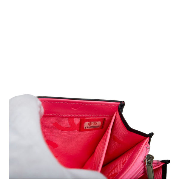 シャネル カンボンライン ココマーク 長財布 ブラック ピンク ラムスキン レディース CHANEL 【中古】