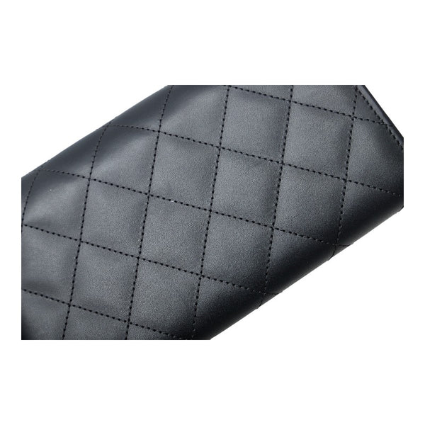 シャネル カンボンライン ココマーク 長財布 ブラック ピンク ラムスキン レディース CHANEL 【中古】