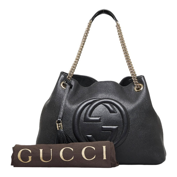 グッチ ソーホー タッセル チェーン ショルダーバッグ 308982 ブラック レザー レディース GUCCI 【中古】