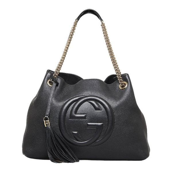 グッチ ソーホー タッセル チェーン ショルダーバッグ 308982 ブラック レザー レディース GUCCI 【中古】