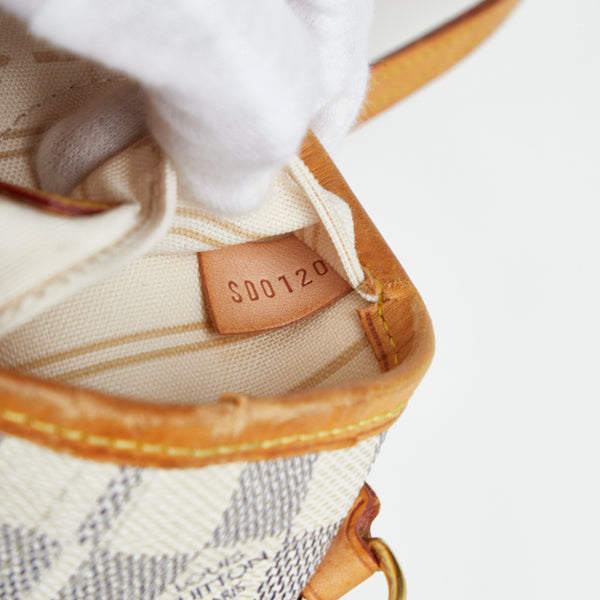 ルイ ヴィトン ダミエ アズール ネヴァーフルPM トートバッグ N51110 ホワイト PVC レザー レディース LOUIS VUITTON 【中古】