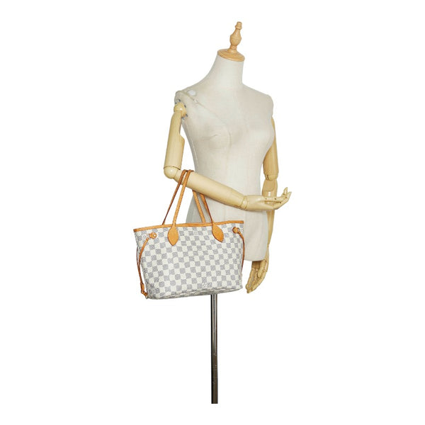 ルイ ヴィトン ダミエ アズール ネヴァーフルPM トートバッグ N51110 ホワイト PVC レザー レディース LOUIS VUITTON 【中古】