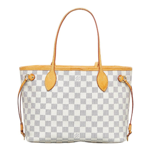 ルイ ヴィトン ダミエ アズール ネヴァーフルPM トートバッグ N51110 ホワイト PVC レザー レディース LOUIS VUITTON 【中古】