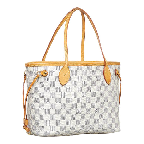 ルイ ヴィトン ダミエ アズール ネヴァーフルPM トートバッグ N51110 ホワイト PVC レザー レディース LOUIS VUITTON 【中古】