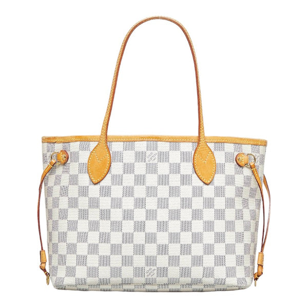 ルイ ヴィトン ダミエ アズール ネヴァーフルPM トートバッグ N51110 ホワイト PVC レザー レディース LOUIS VUITTON 【中古】