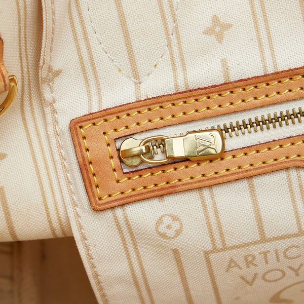 ルイ ヴィトン ダミエ アズール ネヴァーフルPM トートバッグ N51110 ホワイト PVC レザー レディース LOUIS VUITTON 【中古】