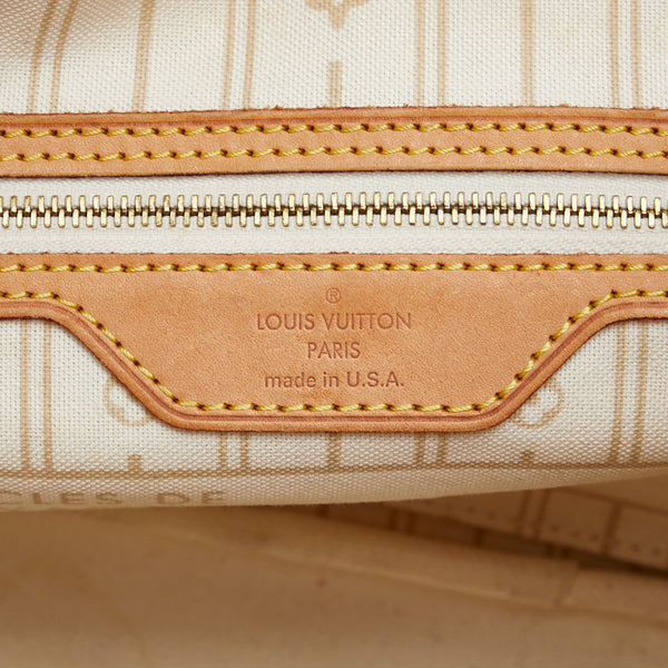 ルイ ヴィトン ダミエ アズール ネヴァーフルPM トートバッグ N51110 ホワイト PVC レザー レディース LOUIS VUITTON 【中古】