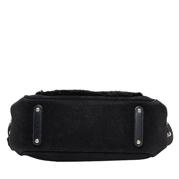 サルヴァトーレフェラガモ ショルダーバッグ ワンショルダーバッグ ブラック スウェード フェイクファー レディース Salvatore Ferragamo 【中古】