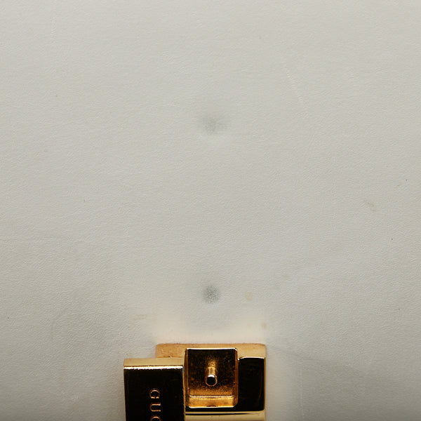 グッチ シェリーライン シルヴィ チェーン ショルダーバッグ  431666 ホワイト ゴールド レザー レディース GUCCI 【中古】