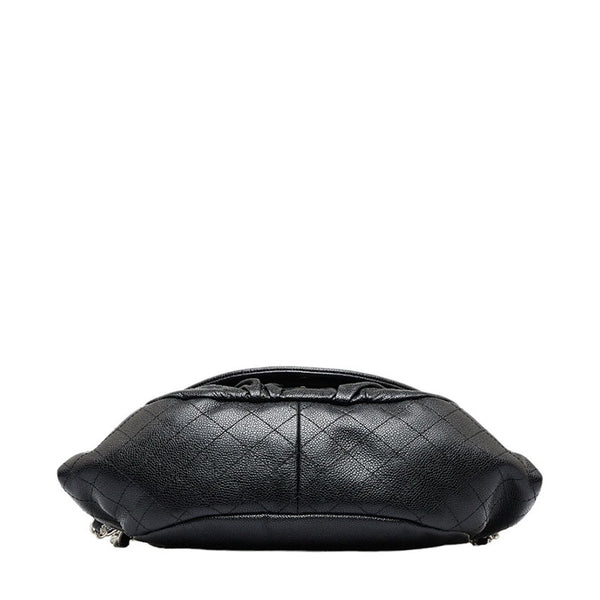 シャネル ココマーク ハーフムーン チェーンショルダーバッグ  ブラック キャビアスキン レディース CHANEL 【中古】