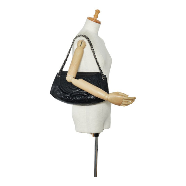 シャネル ココマーク ハーフムーン チェーンショルダーバッグ  ブラック キャビアスキン レディース CHANEL 【中古】