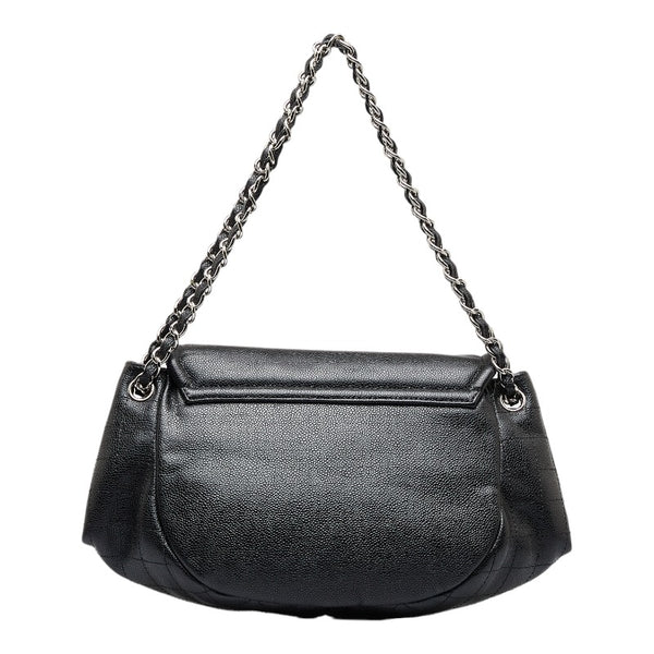 シャネル ココマーク ハーフムーン チェーンショルダーバッグ  ブラック キャビアスキン レディース CHANEL 【中古】