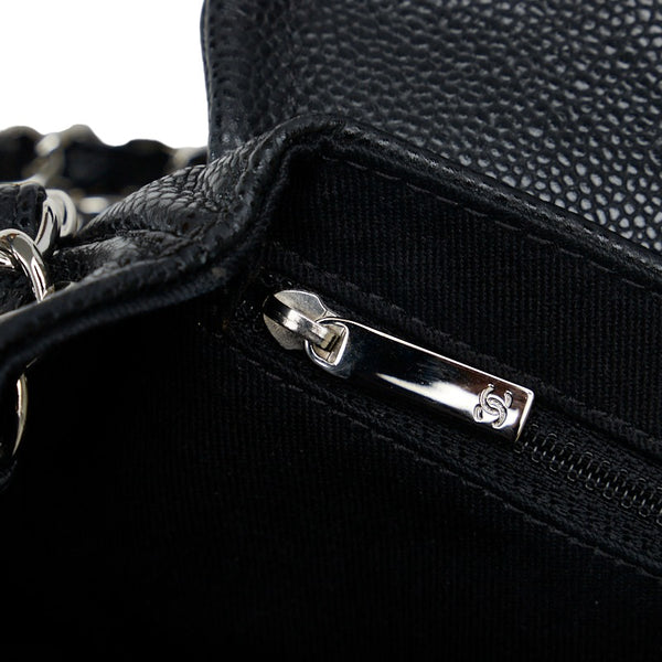 シャネル ココマーク ハーフムーン チェーンショルダーバッグ  ブラック キャビアスキン レディース CHANEL 【中古】