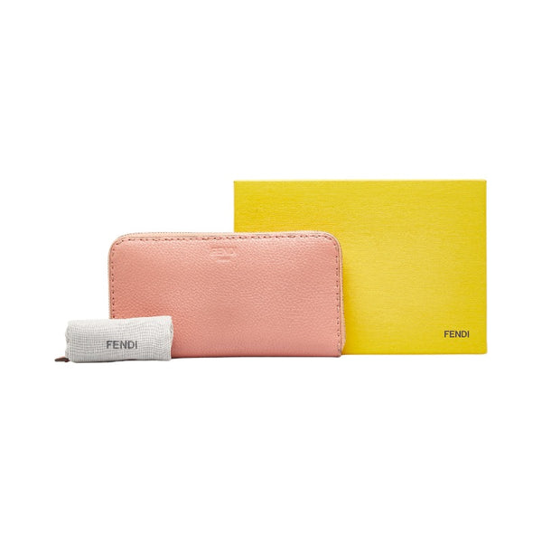 フェンディ セレリア ラウンドファスナー 長財布 8M0299 ピンク レザー レディース FENDI 【中古】