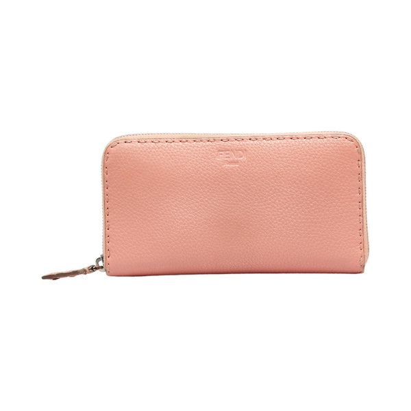 フェンディ セレリア ラウンドファスナー 長財布 8M0299 ピンク レザー レディース FENDI 【中古】