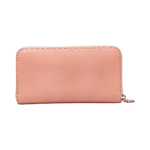 フェンディ セレリア ラウンドファスナー 長財布 8M0299 ピンク レザー レディース FENDI 【中古】