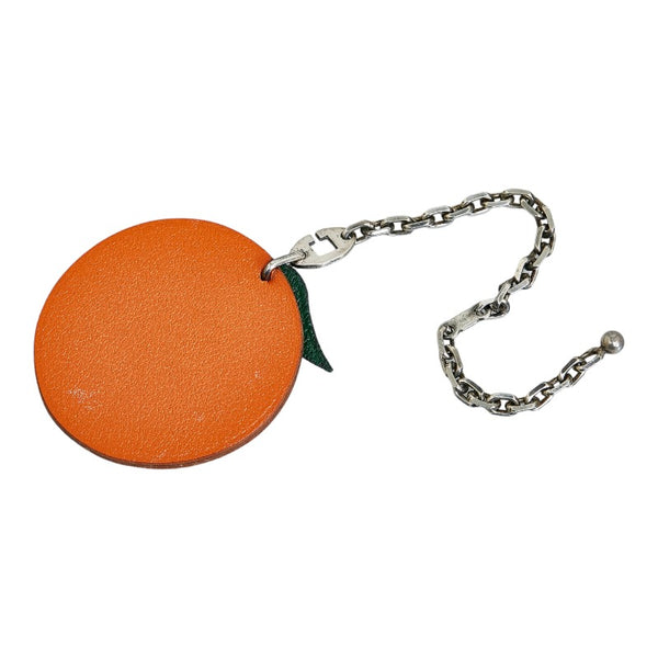 エルメス みかん オレンジ チャーム キーホルダー オレンジ レザー レディース HERMES 【中古】