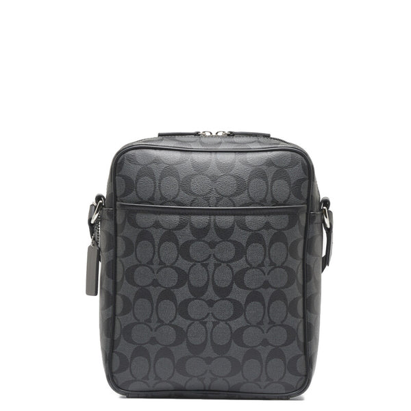 コーチ シグネチャー ヘリテージ 斜め掛け ショルダーバッグ F71167 ブラック PVC レザー レディース COACH 【中古】