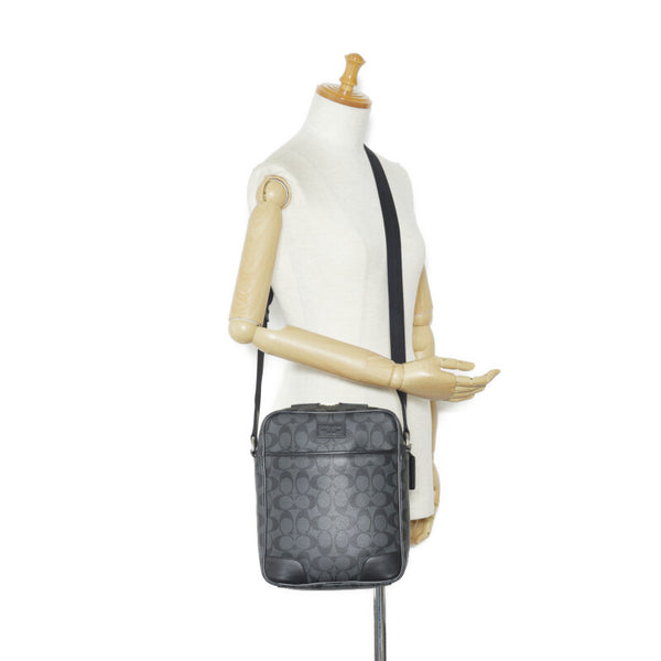 コーチ シグネチャー ヘリテージ 斜め掛け ショルダーバッグ F71167 ブラック PVC レザー レディース COACH 【中古】