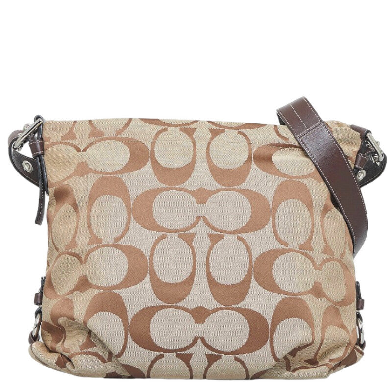 コーチ 斜め掛け ショルダーバッグ F15067 ブラウン キャンバス レザー レディース COACH 【中古】