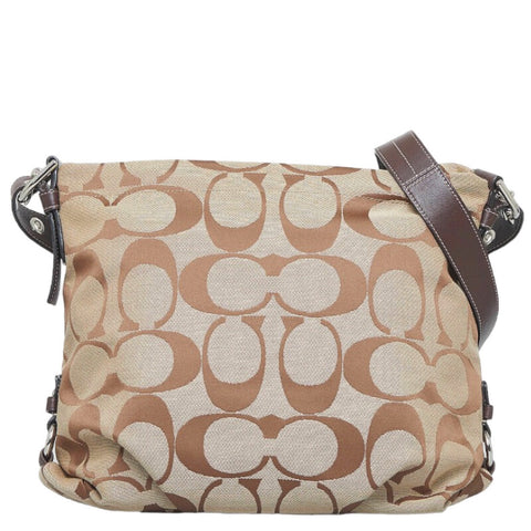 コーチ 斜め掛け ショルダーバッグ F15067 ブラウン キャンバス レザー レディース COACH 【中古】