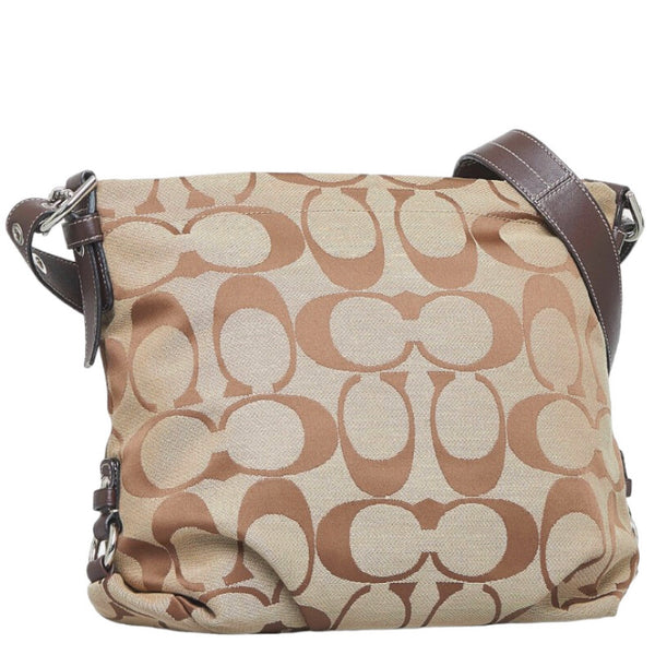 コーチ 斜め掛け ショルダーバッグ F15067 ブラウン キャンバス レザー レディース COACH 【中古】