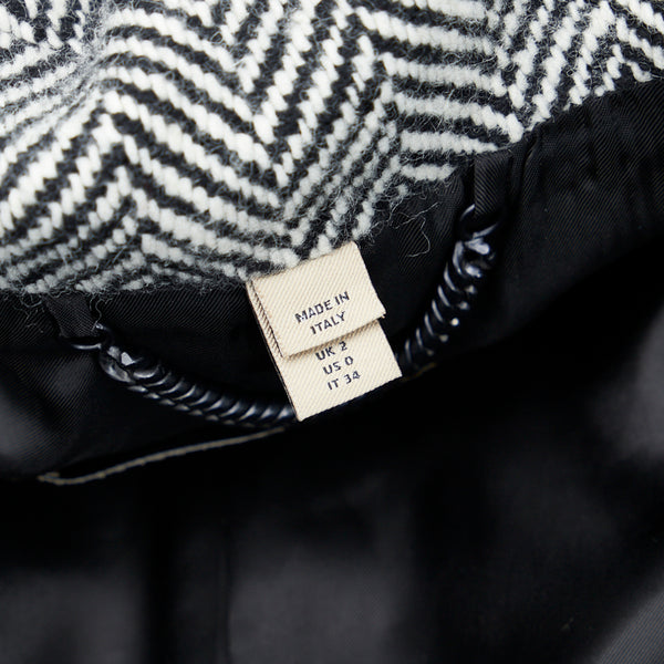 バーバリー ヘリンボーン ピーコート ラップコート サイズ:34 ブラック ホワイト ウール カシミヤ レディース BURBERRY 【中古】