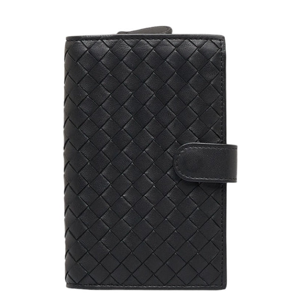 ボッテガヴェネタ イントレチャート 二つ折り財布 ブラック レザー メンズ BOTTEGAVENETA 【中古】