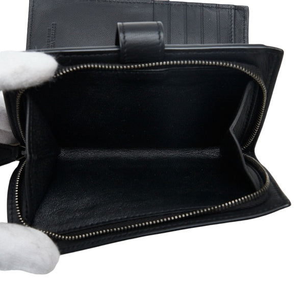 ボッテガヴェネタ イントレチャート 二つ折り財布 ブラック レザー メンズ BOTTEGAVENETA 【中古】