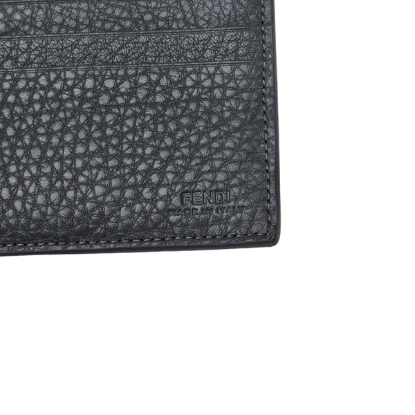 フェンディ FFスタンプロゴ  二つ折り財布 コンパクトウォレット 7M0169 グレー レザー メンズ FENDI 【中古】