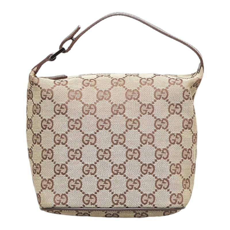 グッチ GGキャンバス アクセサリーポーチ 34080 ベージュ ブラウン キャンバス レザー レディース GUCCI 【中古】