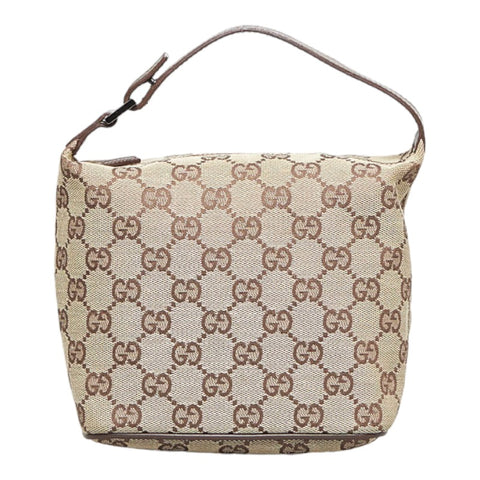 グッチ GGキャンバス アクセサリーポーチ 34080 ベージュ ブラウン キャンバス レザー レディース GUCCI 【中古】