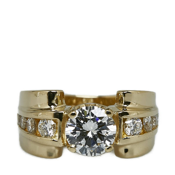 ノーブランド K18YG イエローゴールド ダイヤ1.015ct ダイヤ0.44ct リング 指輪 レディース no brand 9号 【中古】