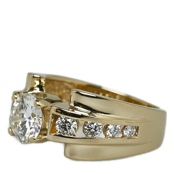 ノーブランド K18YG イエローゴールド ダイヤ1.015ct ダイヤ0.44ct リング 指輪 レディース no brand 9号 【中古】