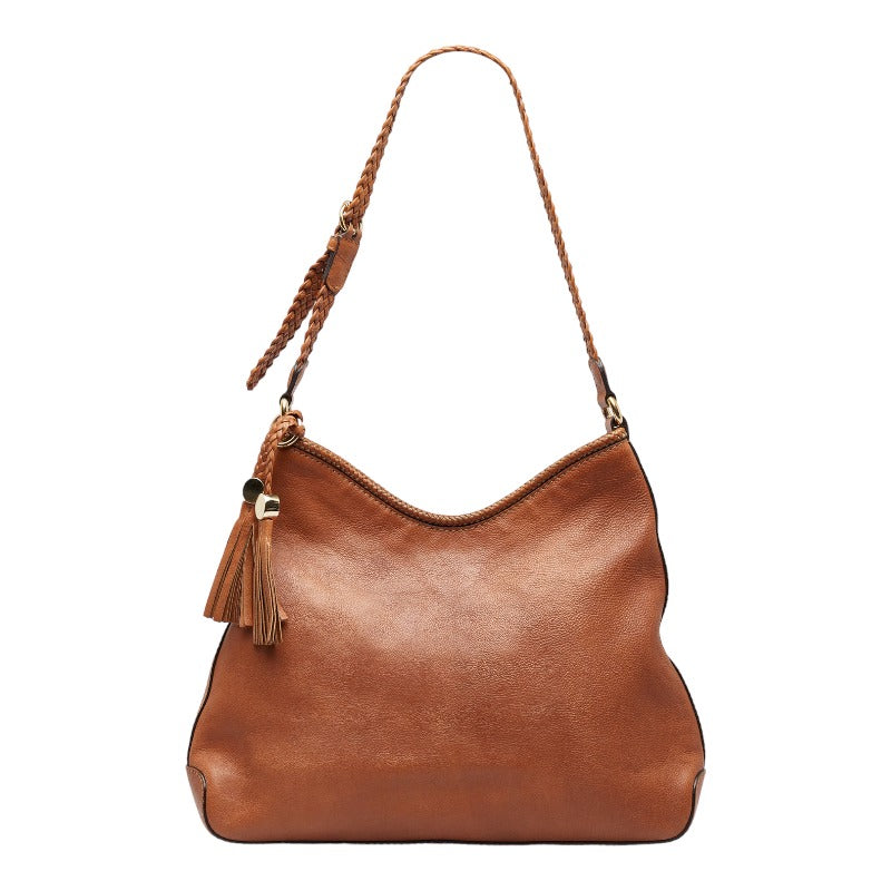 グッチ マラケシュ タッセル ワンショルダーバッグ 257026 ブラウン レザー レディース GUCCI 【中古】