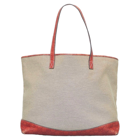 グッチ グッチシマ ハンドバッグ トートバッグ 297435 カーキ ブラウン キャンバス レザー レディース GUCCI 【中古】