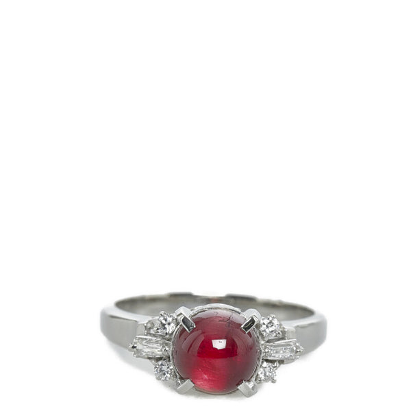 Pt900 プラチナ トルマリンキャッツアイ1.95ct ダイヤ0.17ct リング 指輪 レディース 11.5号 【中古】